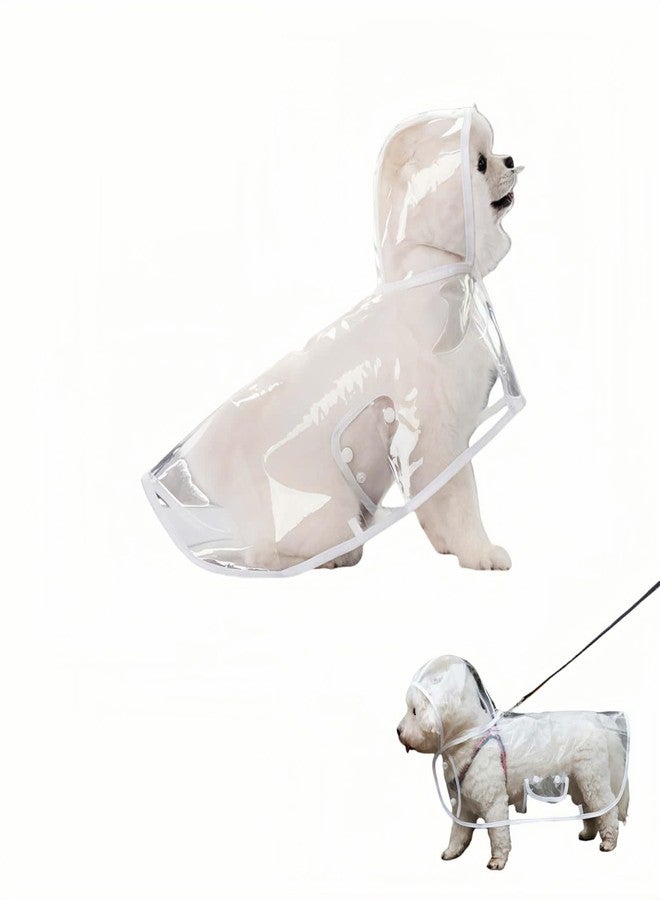 BUBBLE-FLY Clear Dog Rain Poncho for Small Medium Dogs,Heavy Waterproof Raincoat with Hidden Leash Hole&Adjustable Snaps,Pet Hooded Cape for Bichon Poodle (4-8lbs) (Transparent, Medium) - Image 1